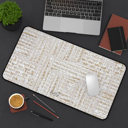 Cream + Gold Tweed Print Desk Mat