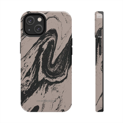 Taupe and Black Marble iPhone Case