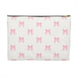 Multiple Pink Bows on Beige Accessory Pouch