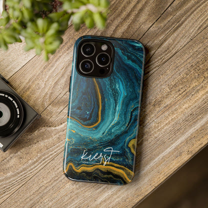 Teal & Gold Marble iPhone Case