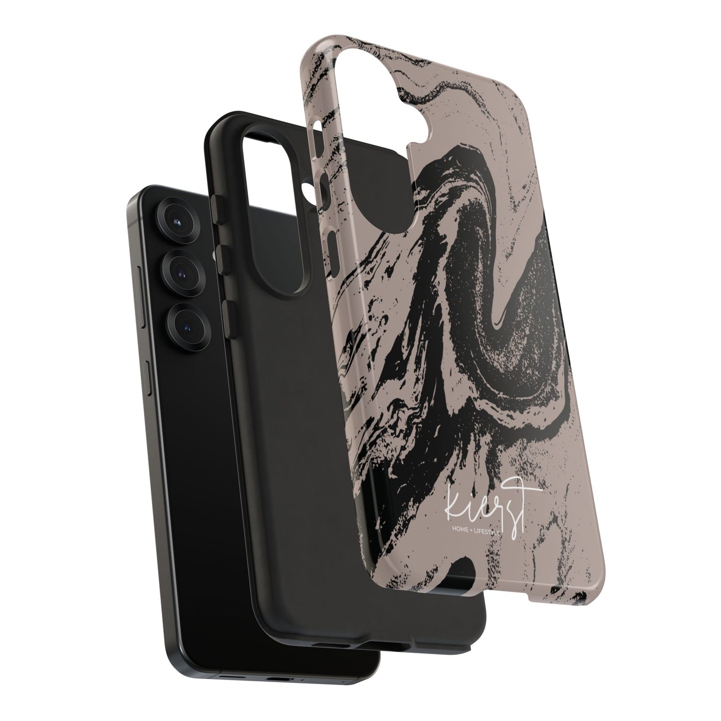 Black Marble on Taupe Samsung Galaxy Phone Case