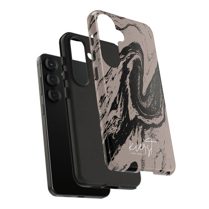 Black Marble on Taupe Samsung Galaxy Phone Case