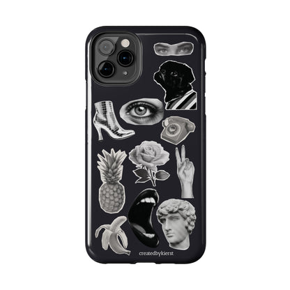 Black & White Vintage Sticker Design iPhone Case