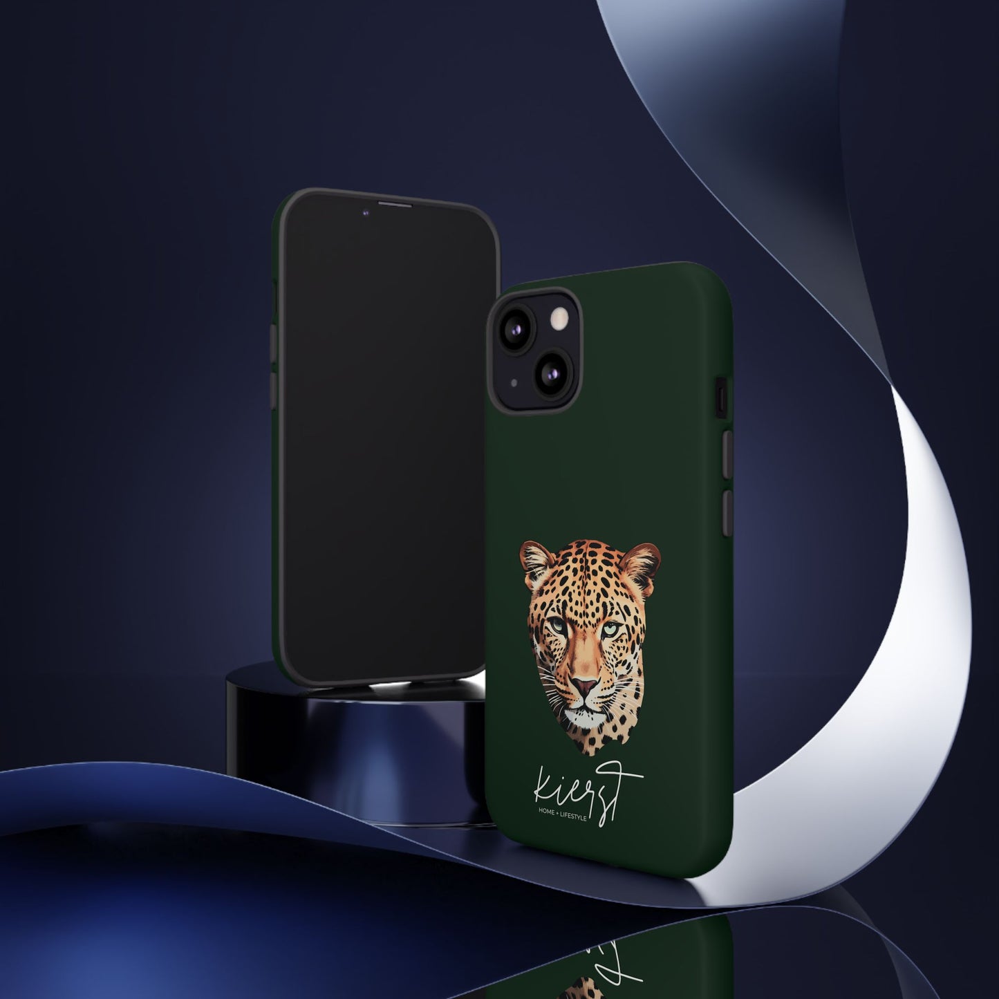 Leopard Head on Signature Midnight Pine iPhone Case | Designed to Stand Out