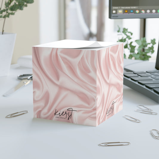 Pink Silk Print Note Cube
