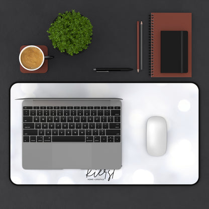 White Sparkle Desk Mat