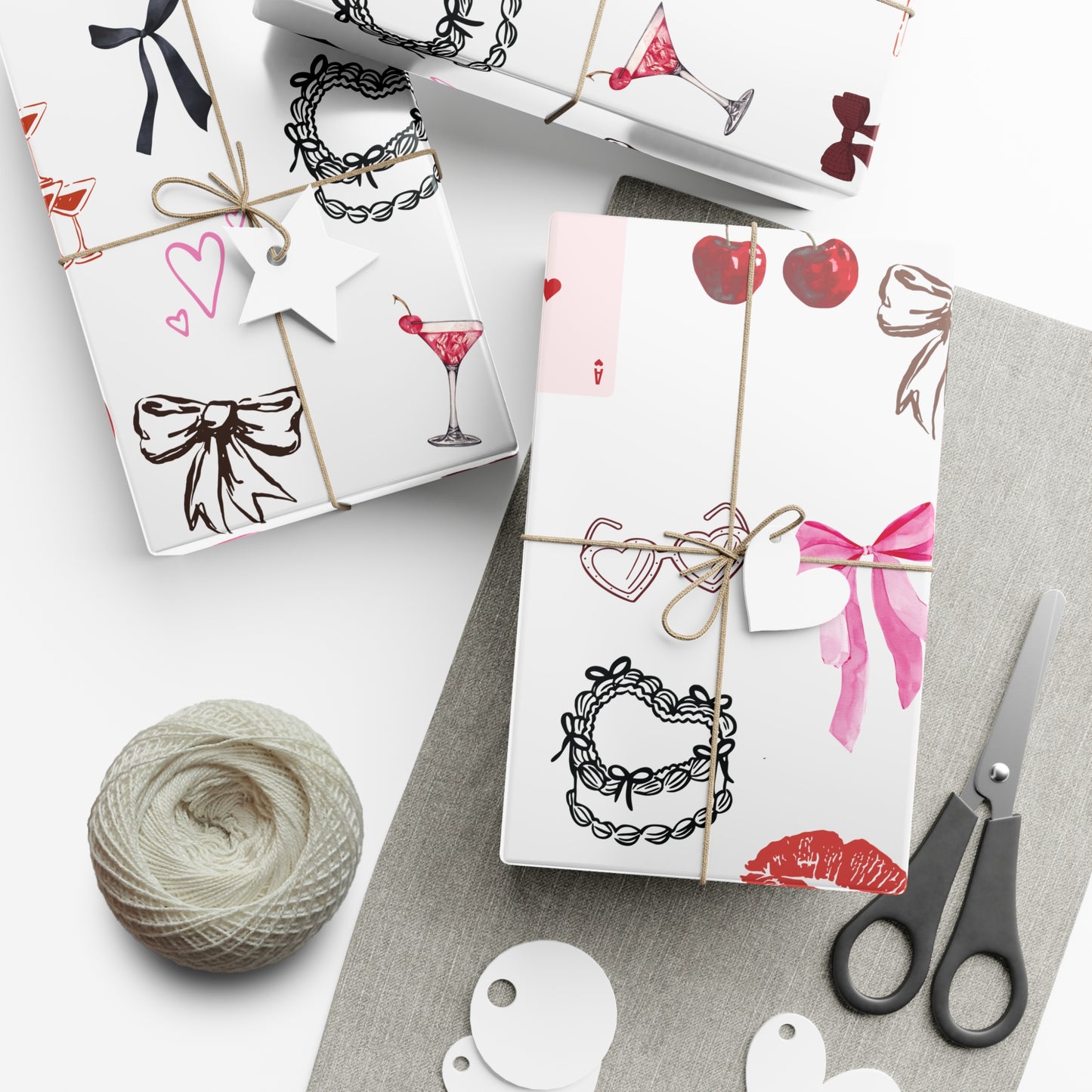 Grey Edge of Romance Wrapping Paper | Glamorous Sticker-Inspired Gift Wrap