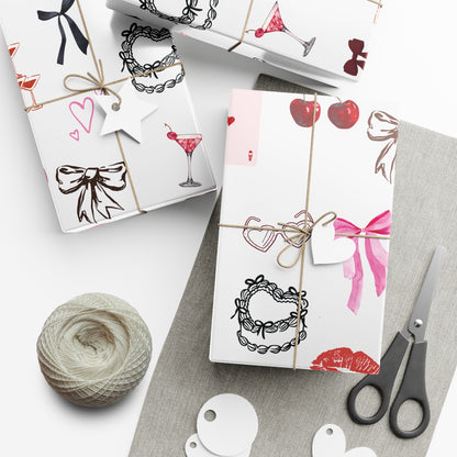 Grey Edge of Romance Wrapping Paper | Glamorous Sticker-Inspired Gift Wrap