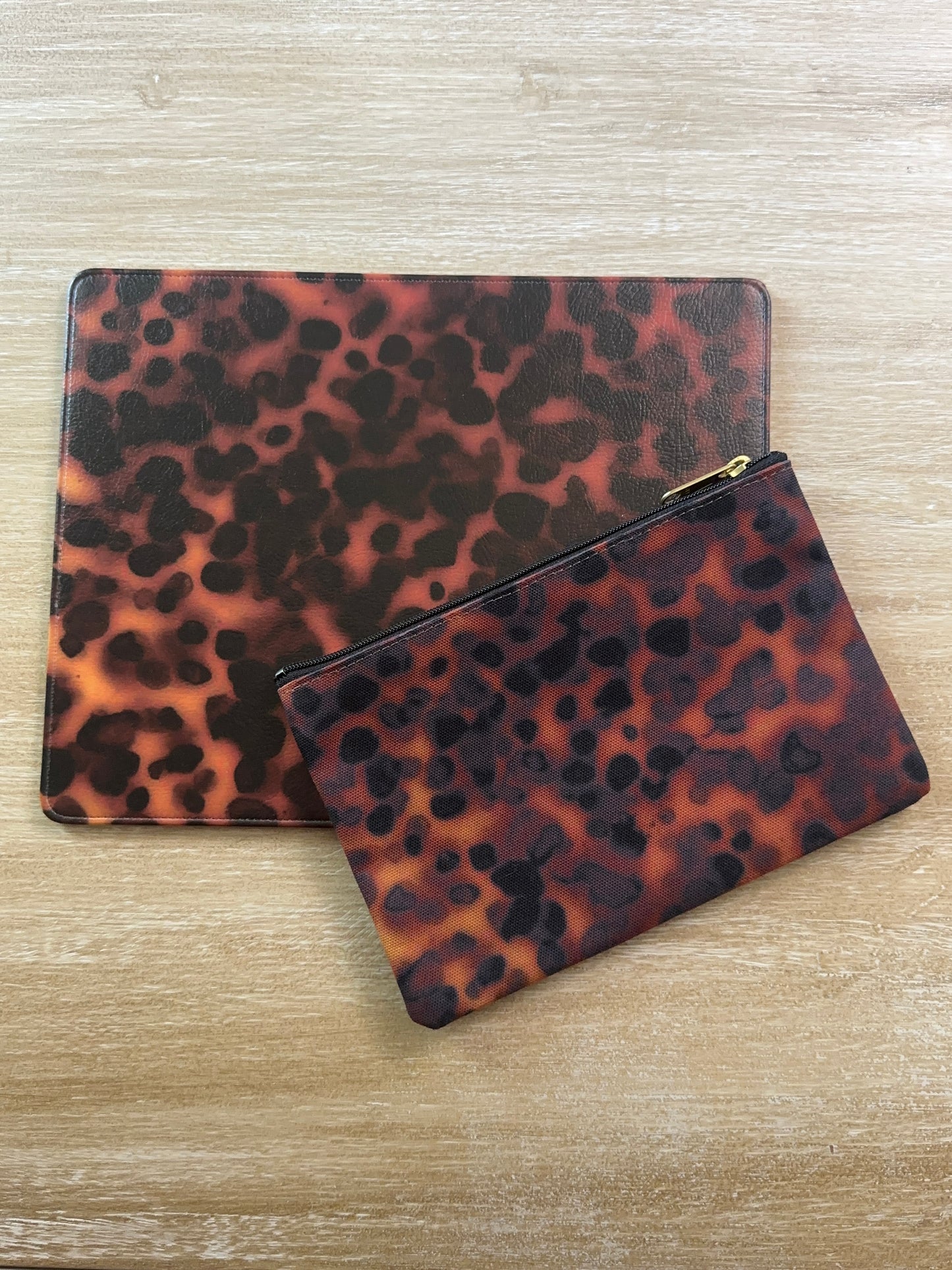 Ember Tortoise Faux Leather Mouse Mat