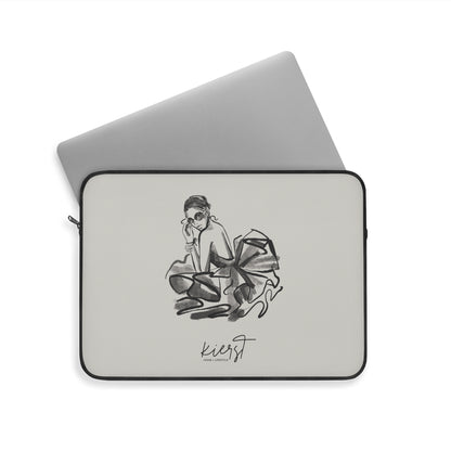 Woman in Tulle Gown Sketch Laptop Sleeve | Minimalist Fashion Illustration for Everyday Elegance