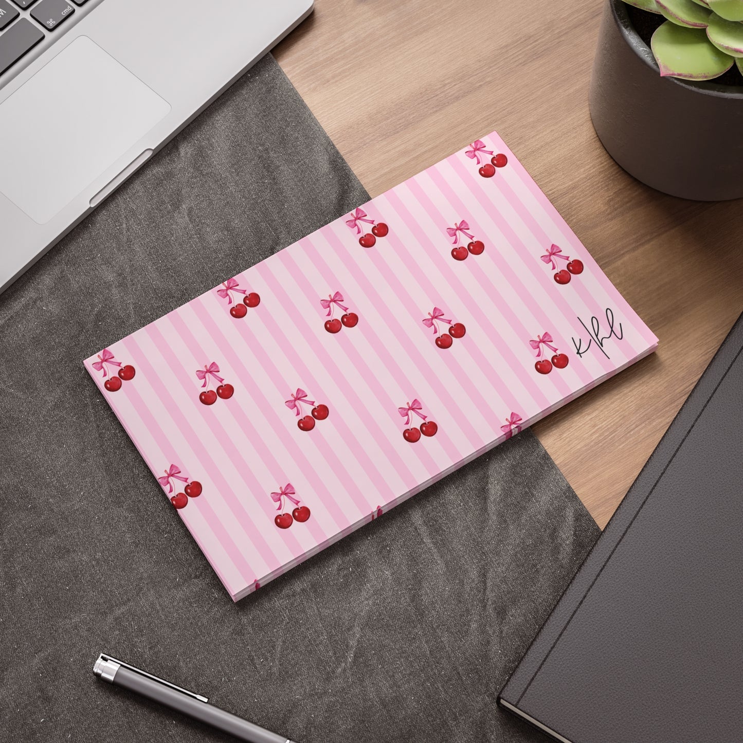 Cherries on Pink Stripes Post-it® Note Pad