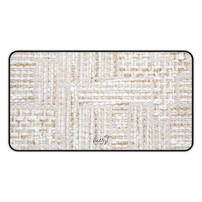 Cream + Gold Tweed Print Desk Mat