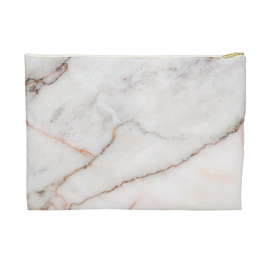 Warm White Marble Accessory Pouch