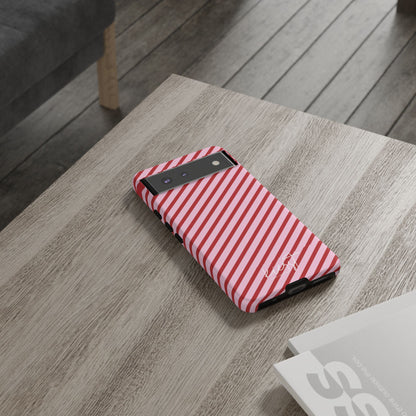 Holiday 25 Pink and Red Diagonal Striped Google Pixel Phone Case