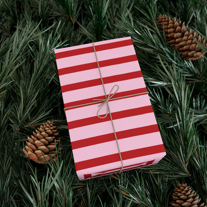 Pink and Red Horizontal Striped Wrapping paper
