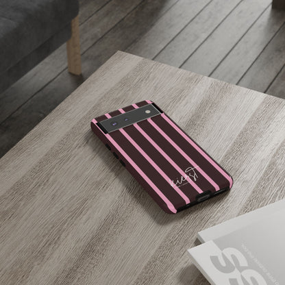 Signature Velvet Noir + Pink Stripes Google Pixel Phone Case