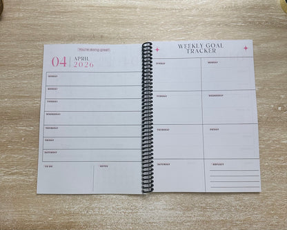 2026 Lifestyle Planner - Signature Pink and Cream Striped