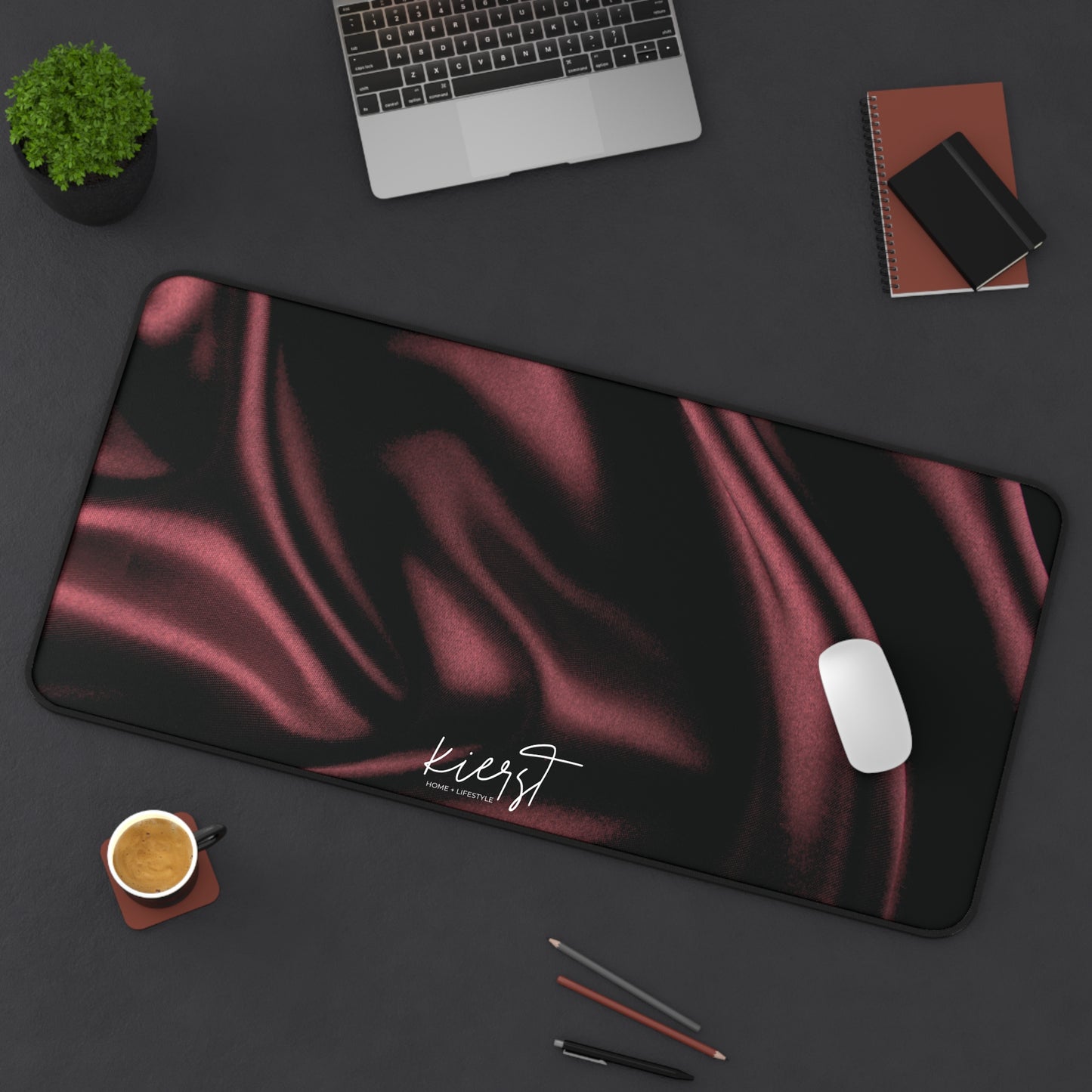 Signature Velvet Noir Silk Print Desk Mat