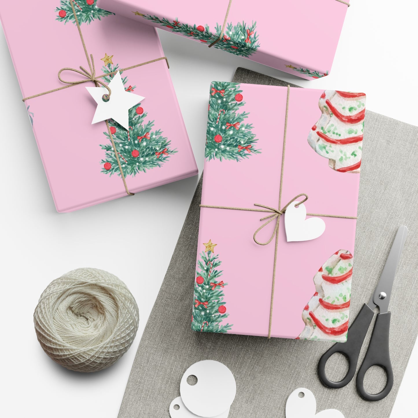 Colorful Christmas on Pink Gift Wrapping Paper