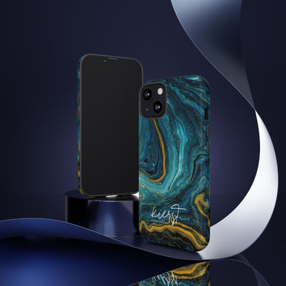 Teal & Gold Marble iPhone Case