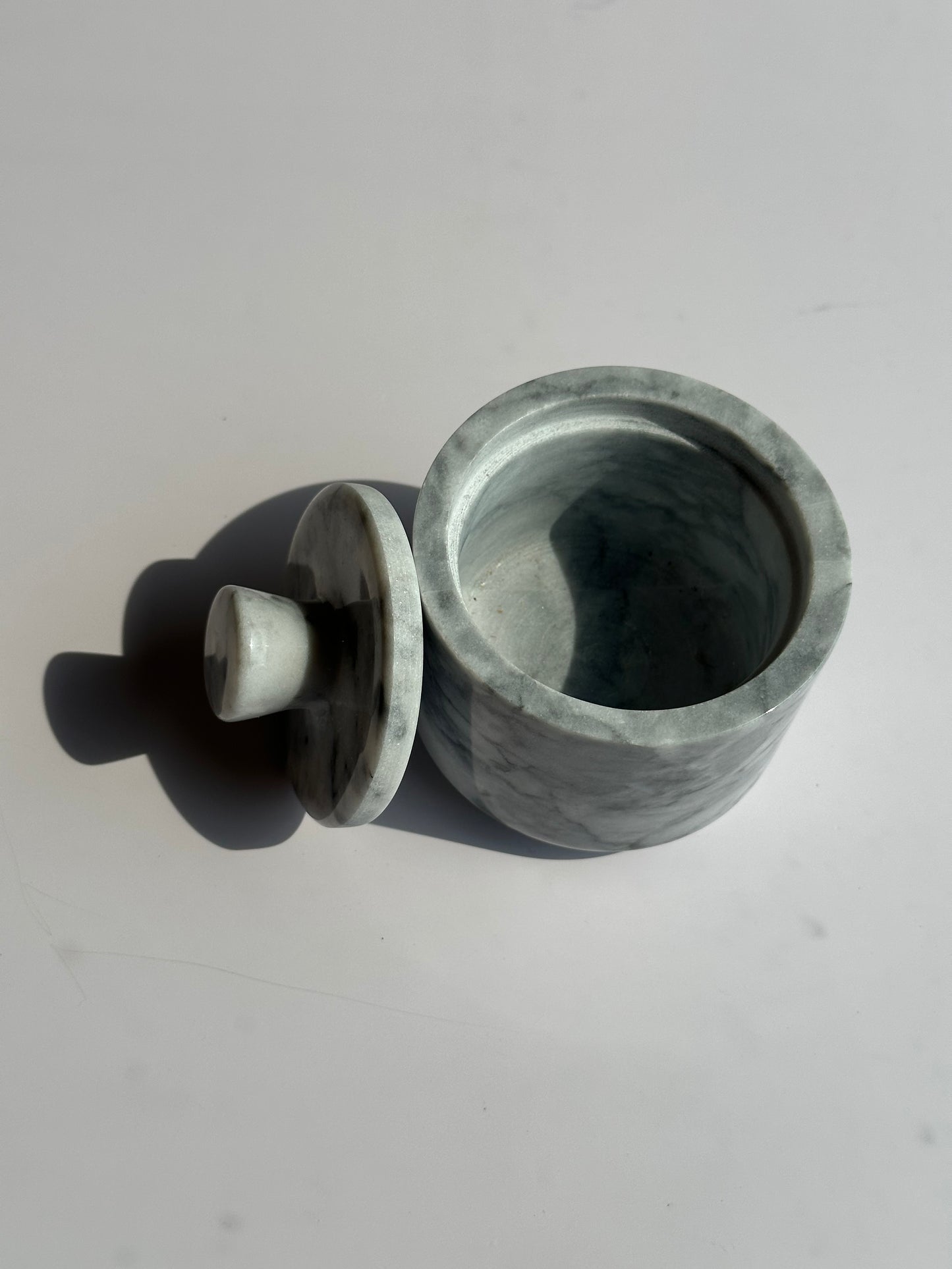 Marble Spice Cellar with Lid | Luxe Kitchen Storage in White and Grey or Black Marble