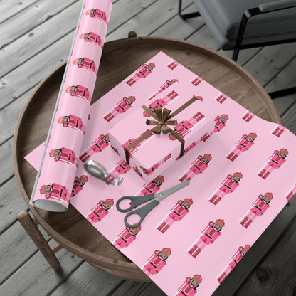 Tan Nutcracker on Pink Wrapping paper