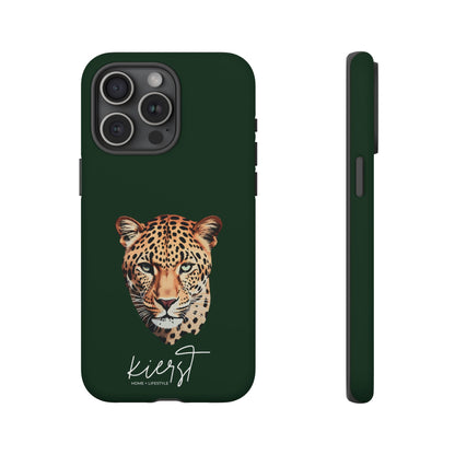 Leopard Head on Signature Midnight Pine iPhone Case | Designed to Stand Out