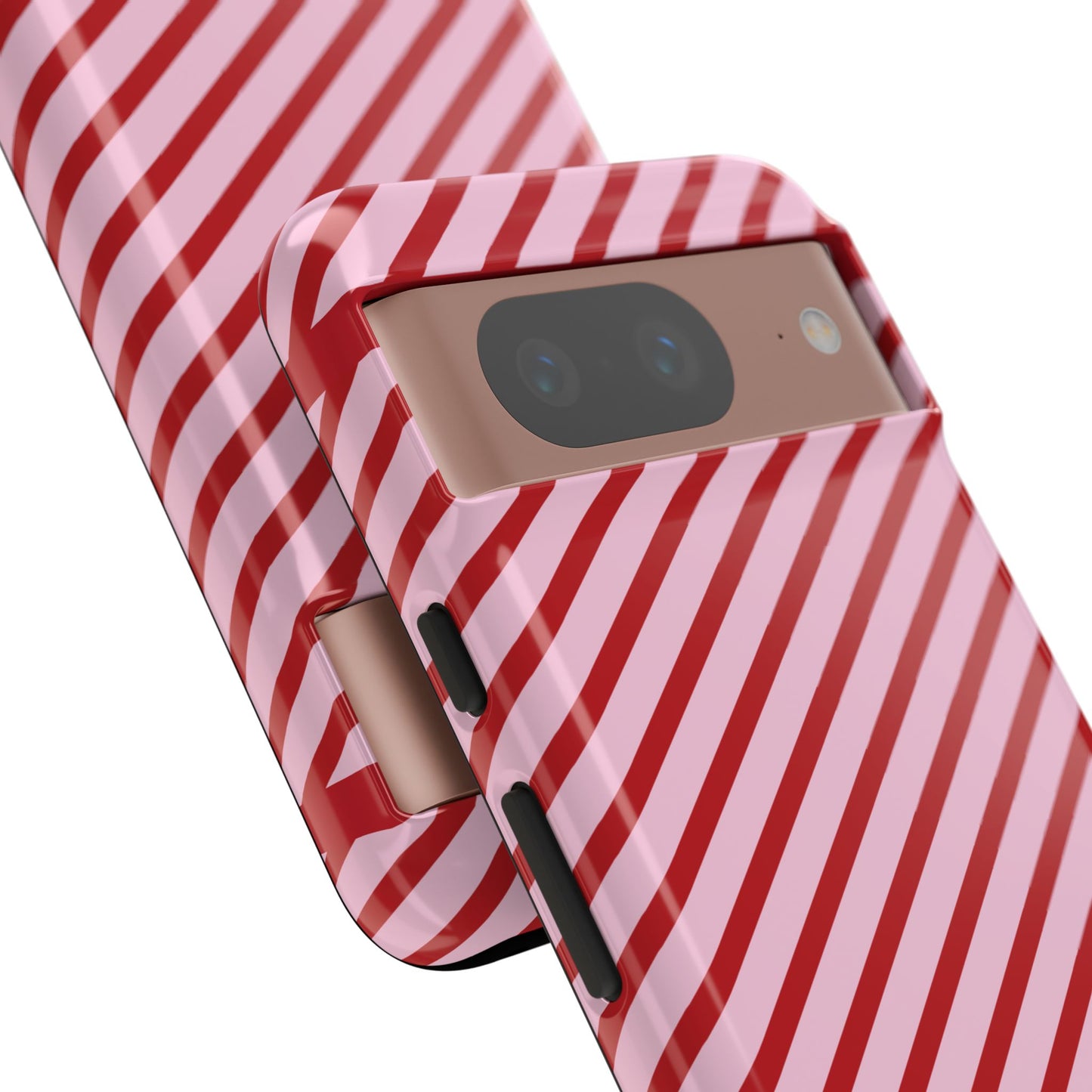 Holiday 25 Pink and Red Diagonal Striped Google Pixel Phone Case