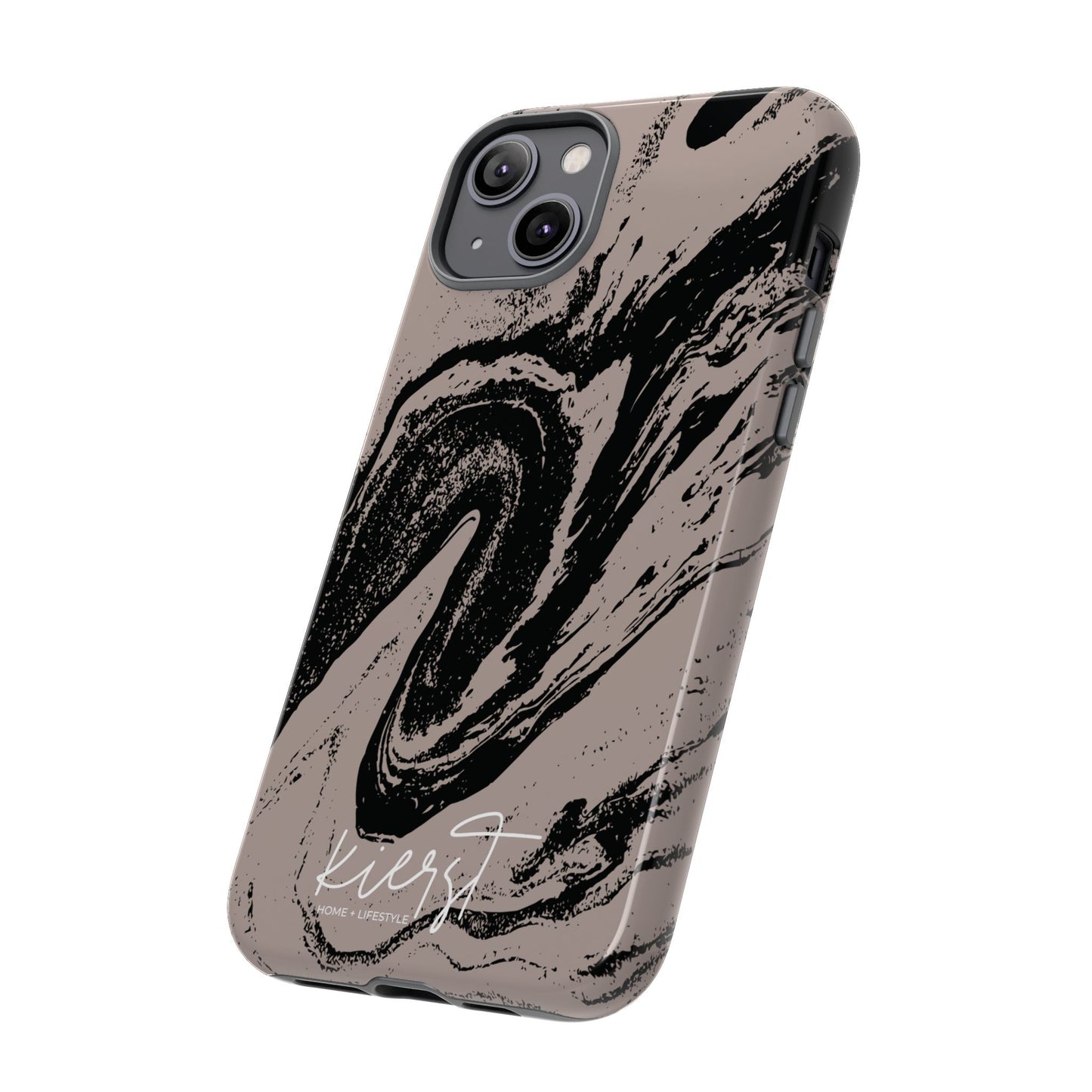 Taupe and Black Marble iPhone Case