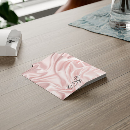 Pink Silk Print Poker Playing Cards