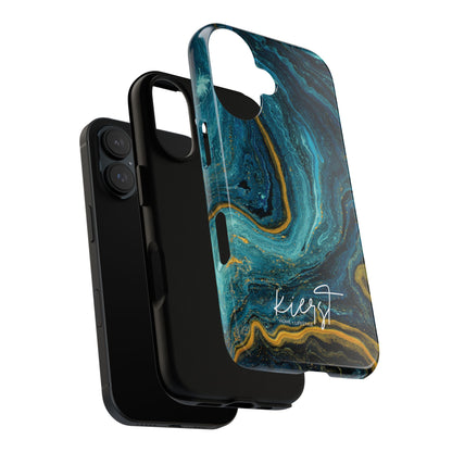 Teal & Gold Marble iPhone Case