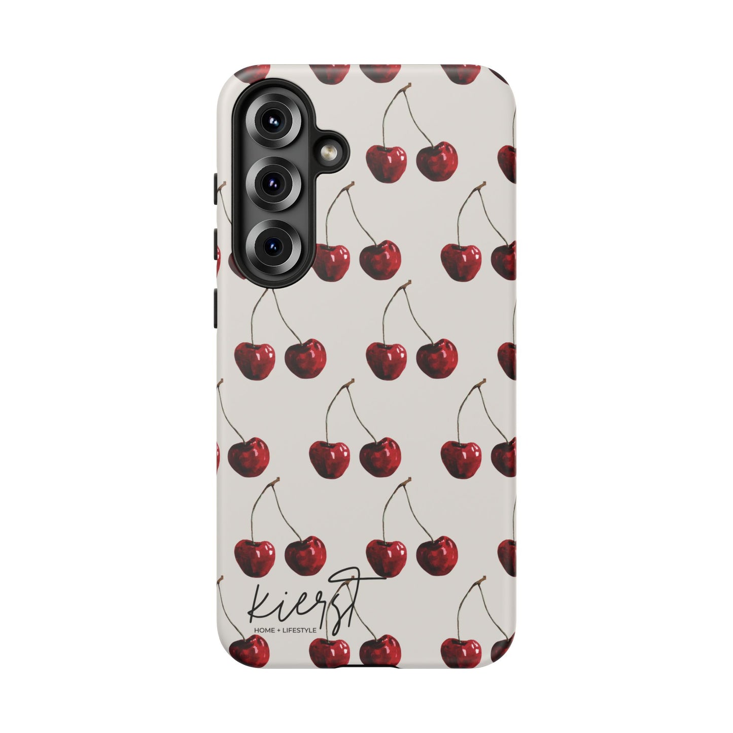 Moody Cherry Stems on White Bone Samsung Galaxy Phone Case