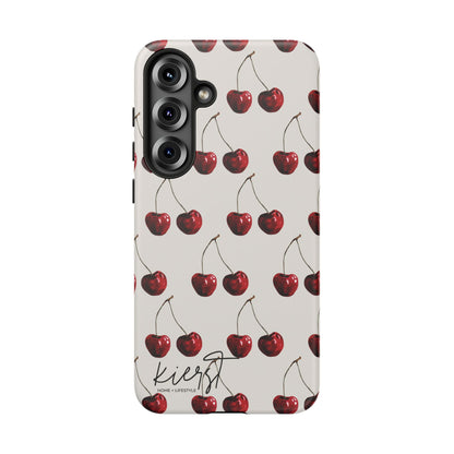 Moody Cherry Stems on White Bone Samsung Galaxy Phone Case