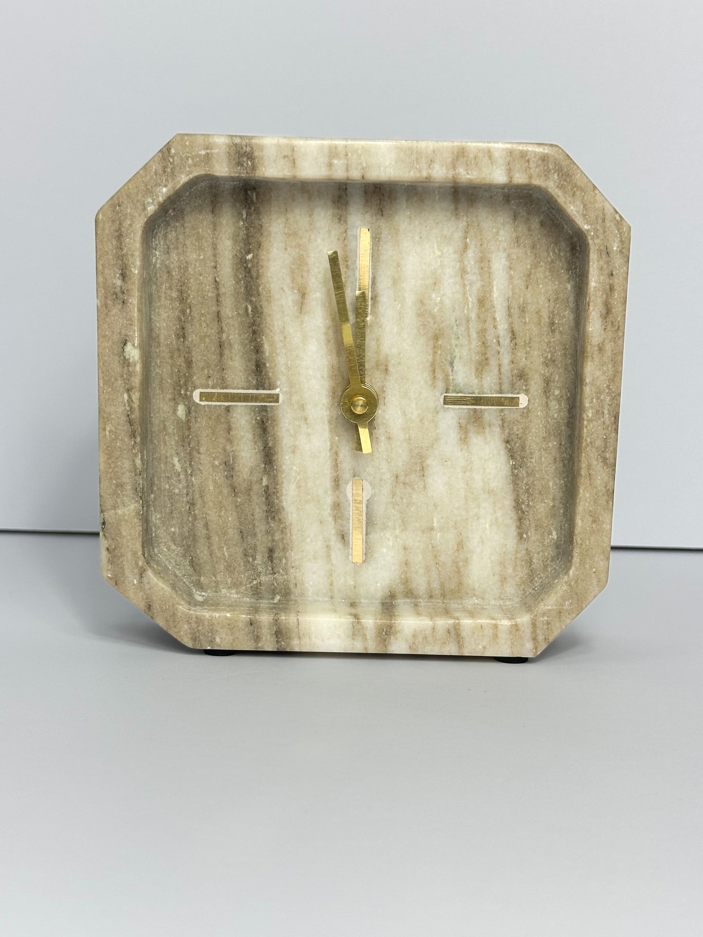 Tan Cream and Brown Marble Clock