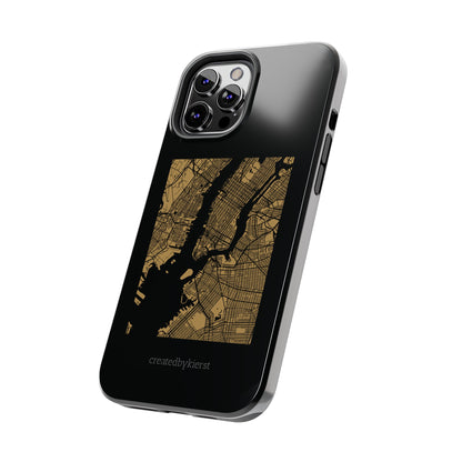 Black and Gold NYC Map iPhone Case