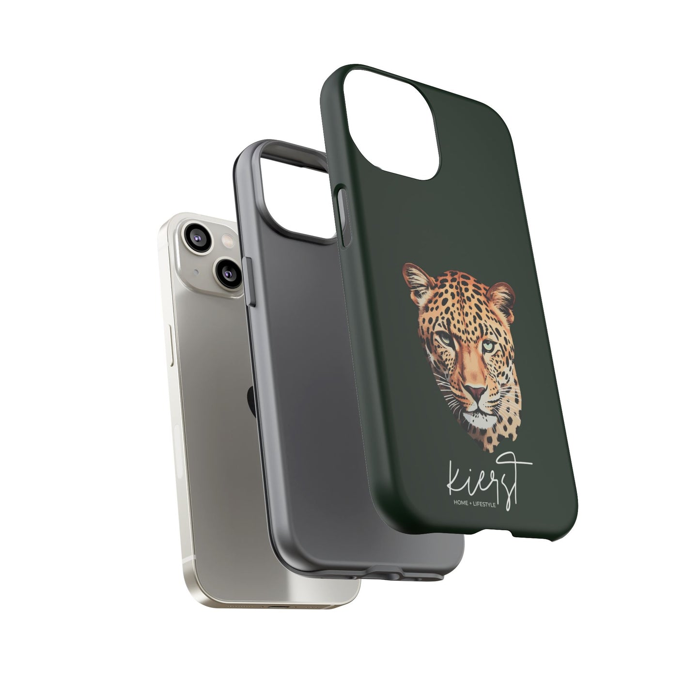 Leopard Head on Signature Midnight Pine iPhone Case | Designed to Stand Out