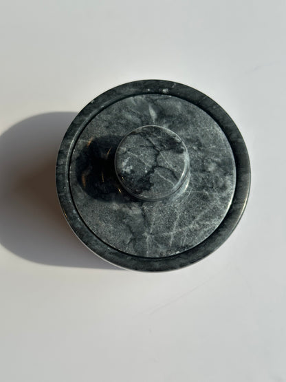 Marble Spice Cellar with Lid | Luxe Kitchen Storage in White and Grey or Black Marble