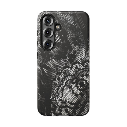 Black + White Lace Print Samsung Galaxy Phone Case