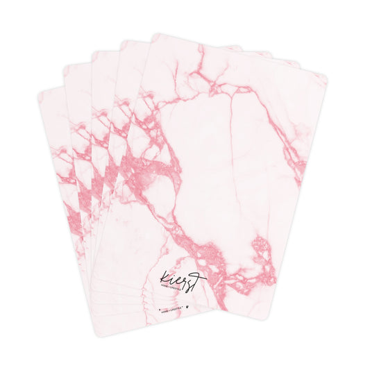 Pink + White Marble Poker Playing Cards