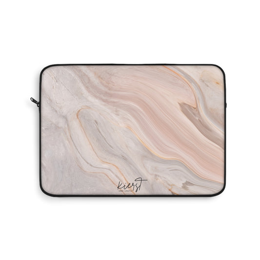 Blush Swirl Marble Laptop Sleeve | Soft Neutral Tech Accessory