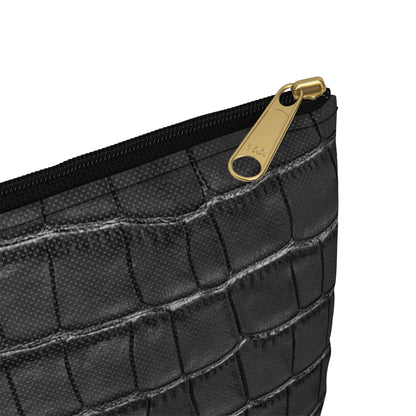 Black Crocodile Print Accessory Pouch