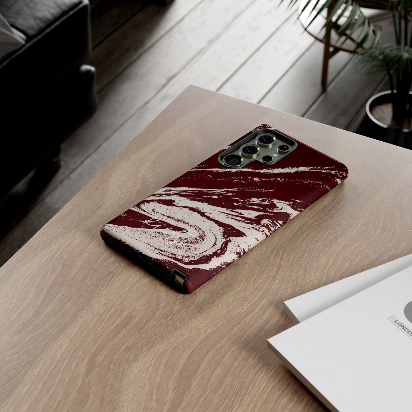 Cream Marble on Signature Velvet Noir Samsung Galaxy Phone Case