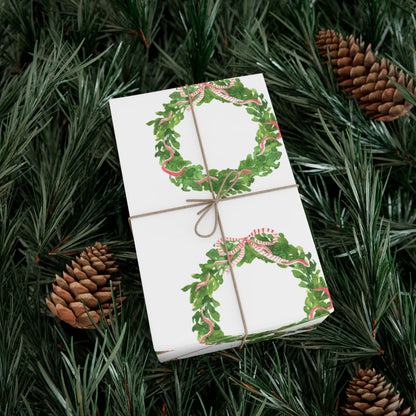 Watercolor Christmas Wreaths Gift Wrapping Paper