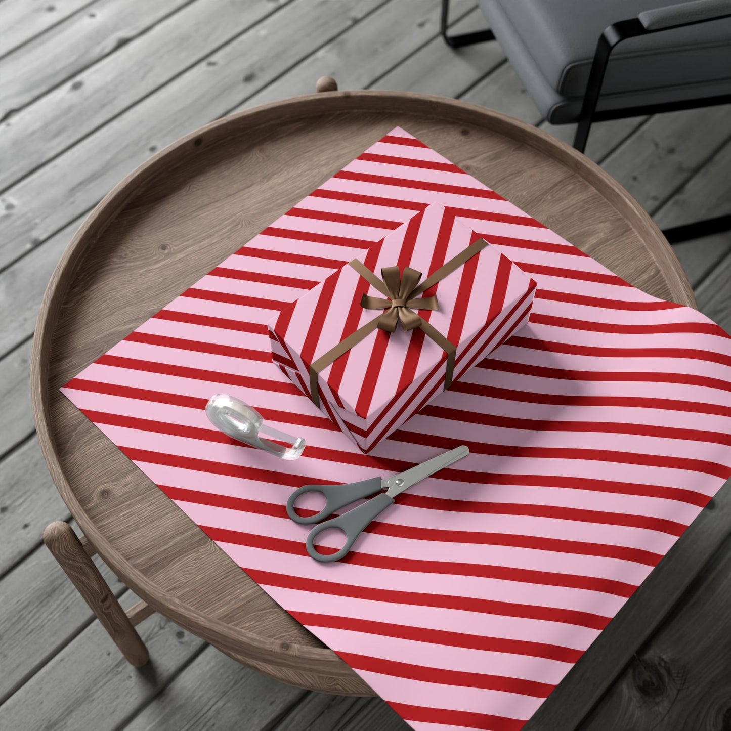 Pink and Red Diagnol Striped Wrapping paper