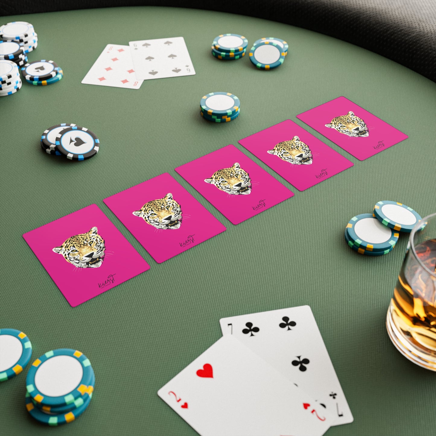 Limited Edition Leopard Head Poker Playing Cards – Signature Hot Pink Deck