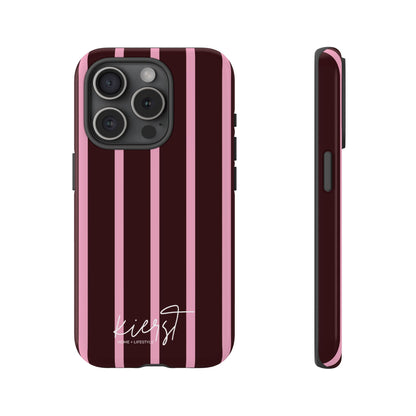 Signature Velvet Noir + Pink Stripes iPhone Case