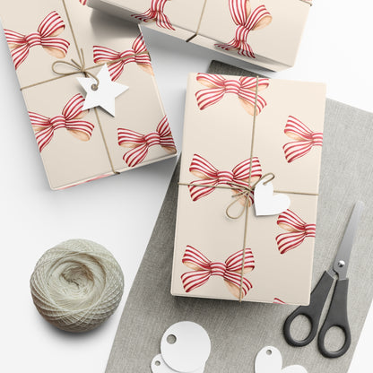 Red and Cream Bow Gift Wrapping Paper