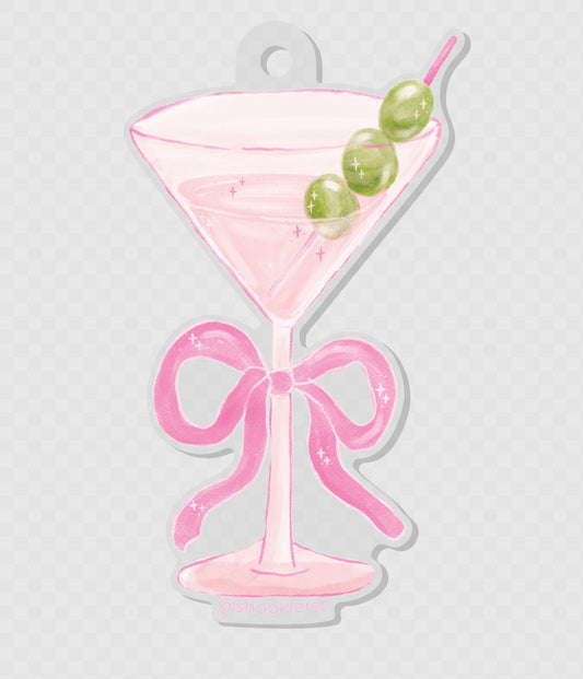 Coquette Pink Bow Martini Ornament + Keychain