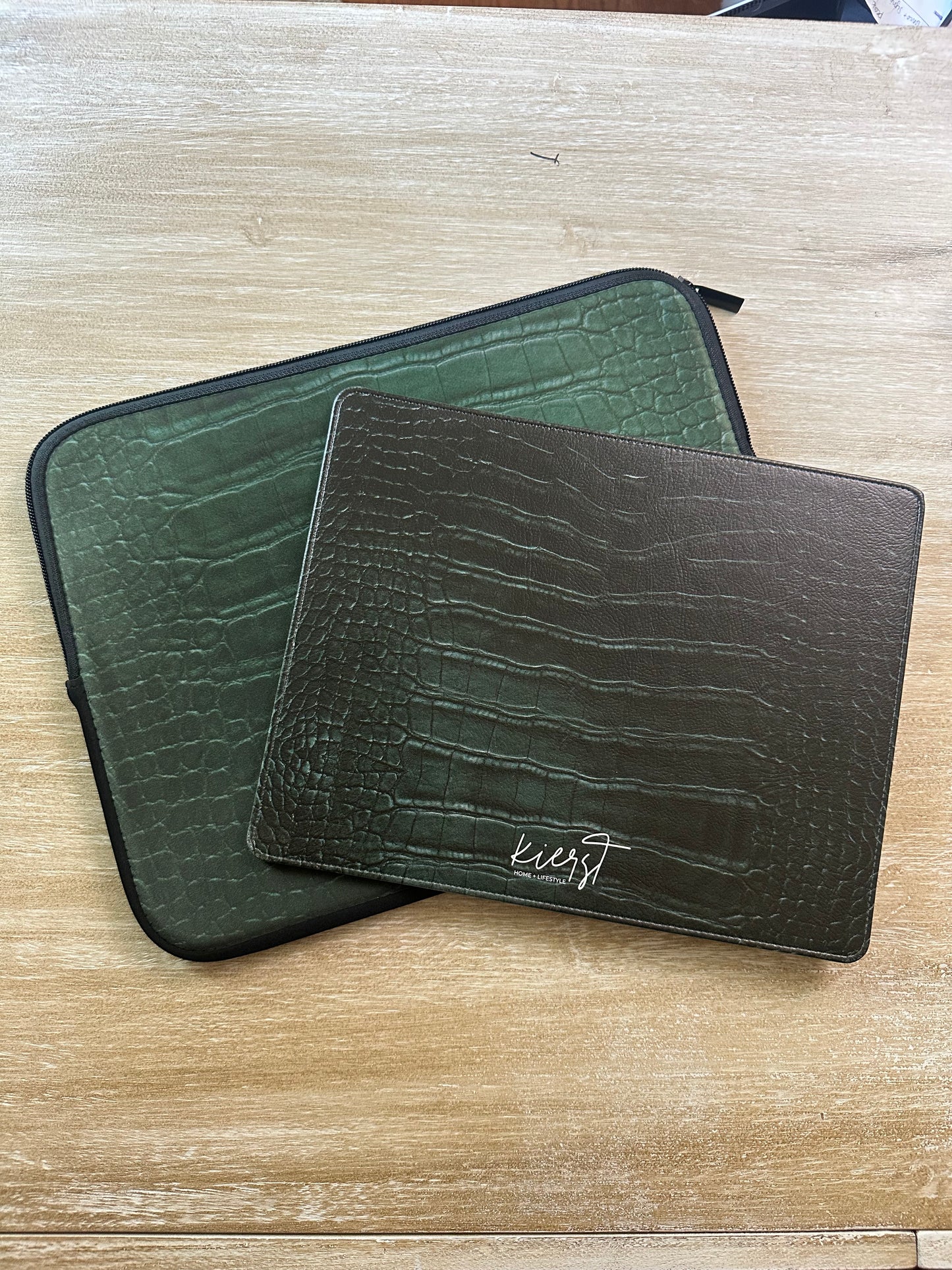 Emerald Crocodile Print Faux Leather Mouse Mat