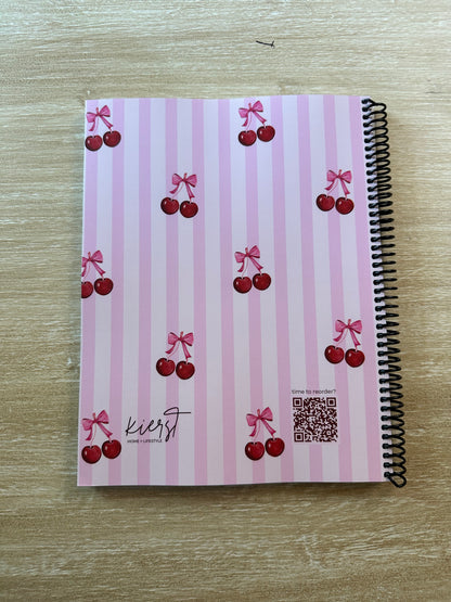 Cherries on Pink Stripes Notebook